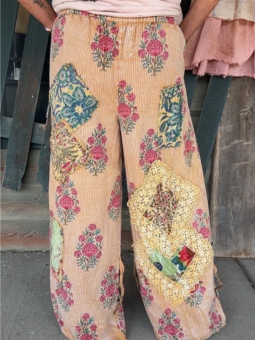 🔥 BRAND NEW Dahlia REVERSIBLE Pants by A Rare Bird - Vintage Patchwork Wide Leg - Picture 5 of 11